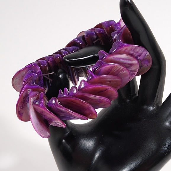 Bracelet Purple Lavender Shell Marbled Style - Picture 3 of 4